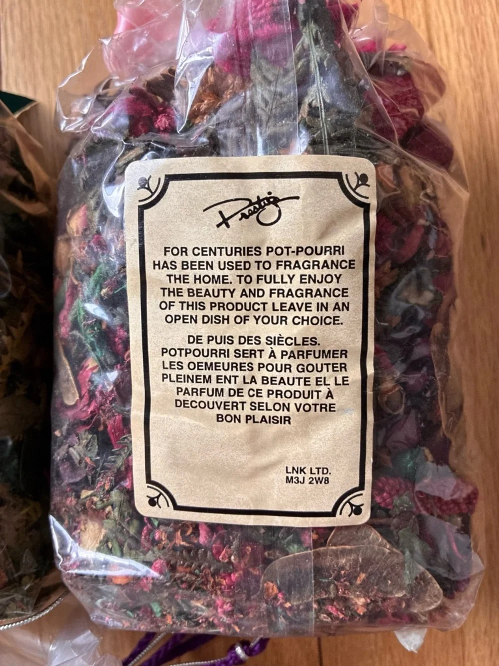 Potpourri Bags, 3 Sealed Bags, New Vintage, Wildflowers, Rose, Lavender